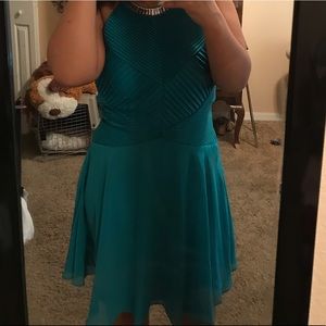 Calvin Klein turquoise homecoming dress